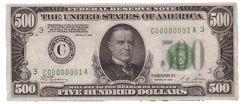 $ 500 bill