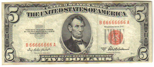 $5 US note