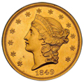 1849-C G$1 Open Wreath AU58 PCGS