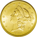 1861 Paquet Double Eagle MS61 PCGS.