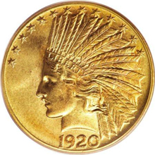 1920-S $10  MS67 PCGS.